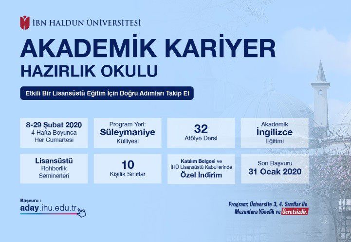 Akademik Kariyer Öncesi İHÜ’den Ücretsiz “Hazırlık Okulu”