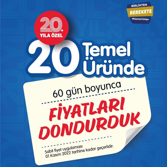 Bizim Toptan, 20 Temel Ürünün Fiyatını Sabitliyor