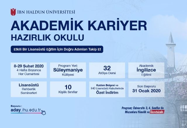 Akademik Kariyer Öncesi İHÜ’den  Ücretsiz “Hazırlık Okulu”